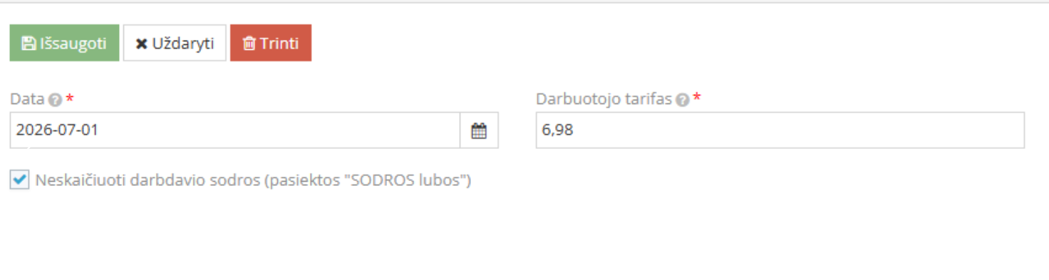 Darbuotojui įrašytas Sodros procento langas
